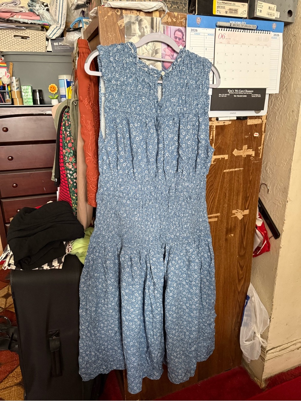 GAP Blue Floral Sleeveless Midi Dress - Picture 2 of 3